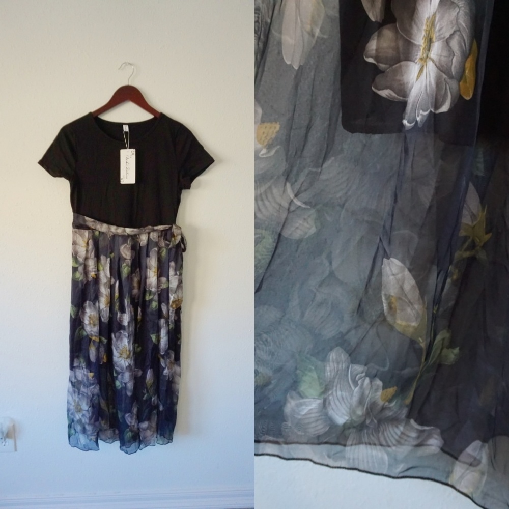 Nwt black floral maxi dress